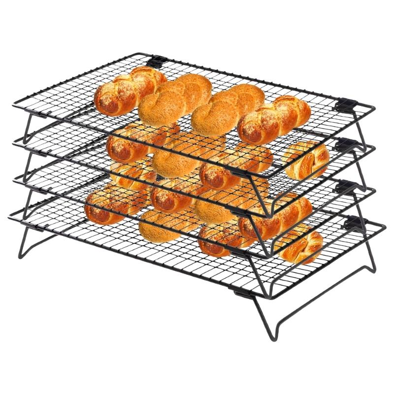 4 Piece Tiered Oven Cooling Rack Set Heat Resistant Carbon Steel Grids for Cakes Cookie Baking Essential