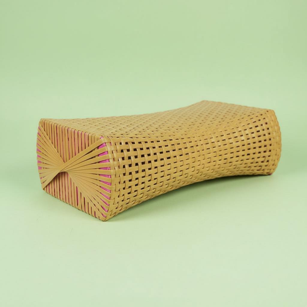 PE Rattan Summer Pillow Breathable Imitation Bamboo Weave Pillow Hard Headrest Easy to Clean Bedding Accessory for Steam Room