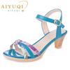 Fashion AIYUQI Summer Sandals Women 2025 New Mixed Colors Fashion Summer Footwear Women Sandals Mid Heel 3 Colors Sandals for Girls