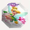 Disney Tinker Bell, Flowers Automatic Open/Close Umbrella - Cute Umbrella with Cute Design, Portable 3-Fold Compact Umbrella for Men & Women