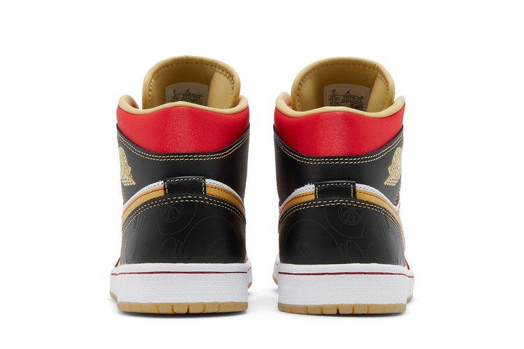 Men's Sneakers Jordan 1 Mid XQ White Black Sport Red White/Gold Dust-Sport Red-Black