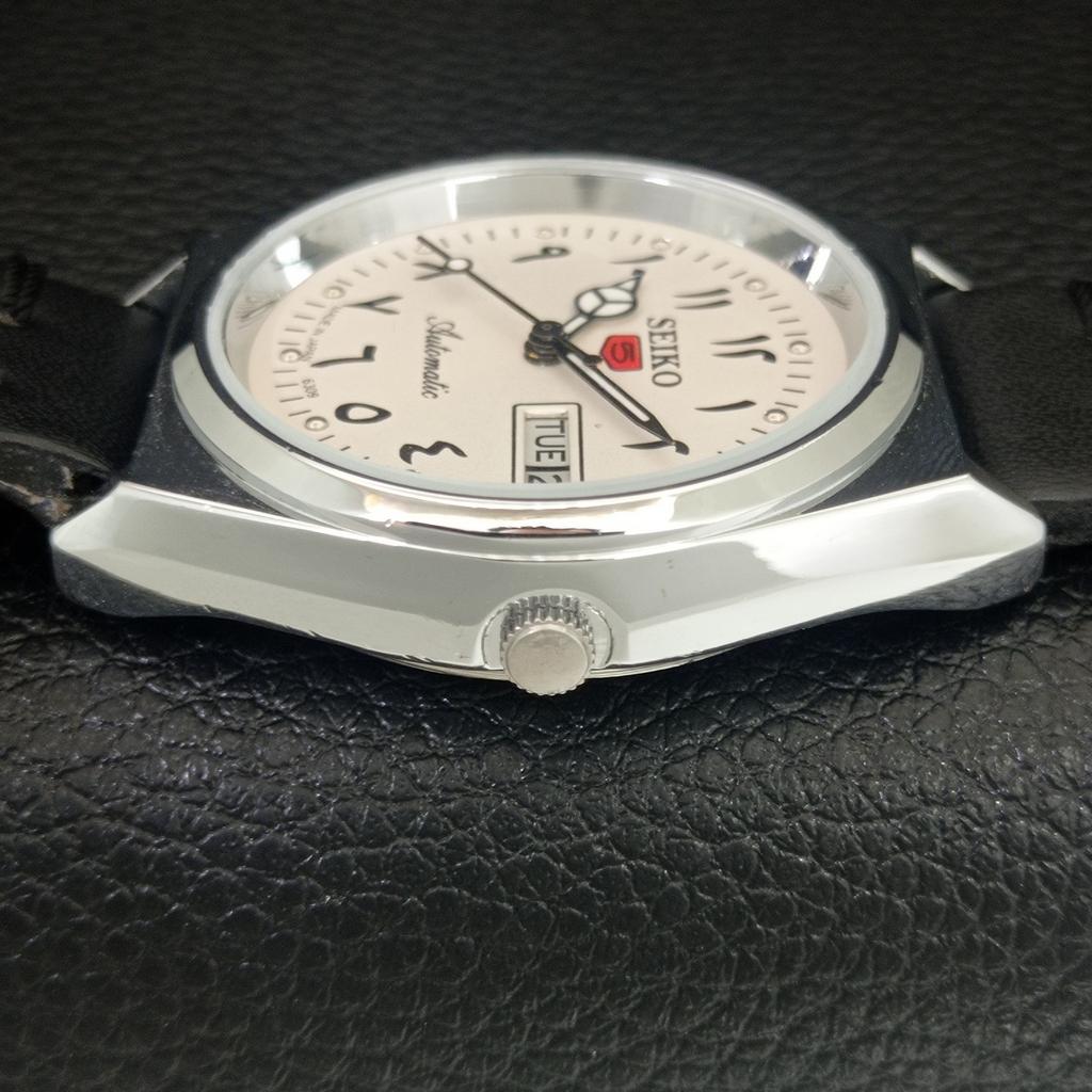 JAPAN VINTAGE REFURBISHED SEIKO 5 AUTOMATIC 6309A MENS WHITE WATCH a442609-1