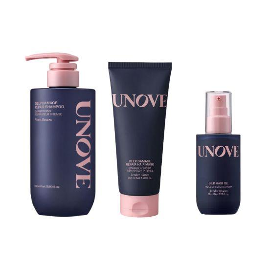 UNOVE Deep Damage Hair Care Set Treatment 207ml + Shampoo 500g + Silk Oil Essence 70ml