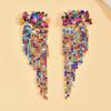 2PC Women's Fashion Copper Inlaid Diamond Claw Chain Exaggerated Tassel Earrings Jewelry Suitable for Date, Party, Festival Gift