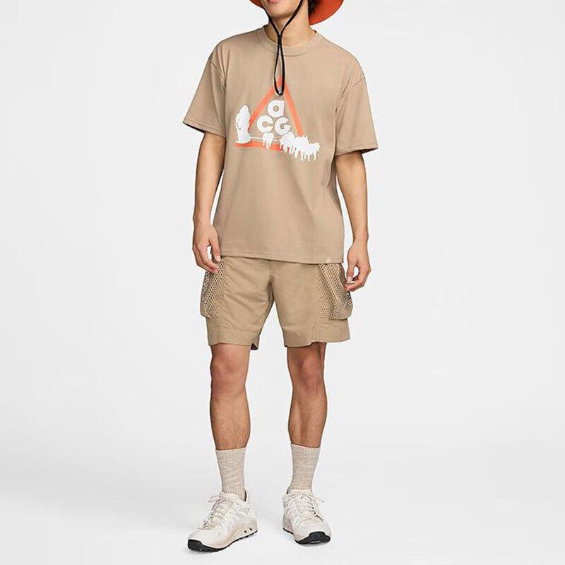 Nike Серия ACG Футболка с принтом, влагоотводящая, дышащая, с коротким рукавом, мужская, топы, хаки FZ5278247