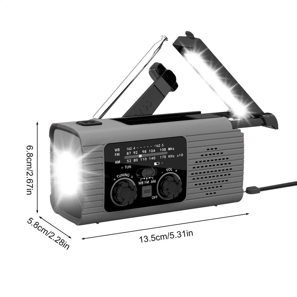 Portable Solar Radio Flashlight Hand Crank Weather Radio AM/FM/NOAA Radio Crank Radios 3 Way Charging Survival Radio For Camping