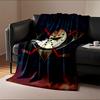 Hockey Mask Emblem on Fire Background print blanket soft and cozy perfect for the living room bed sofa or a nap,gift