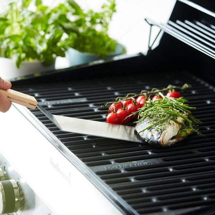 Spatule à Poisson - Inox - 35 cm - Manche Ergonomique en Bois - Facile à Nettoyer - Haute Précision