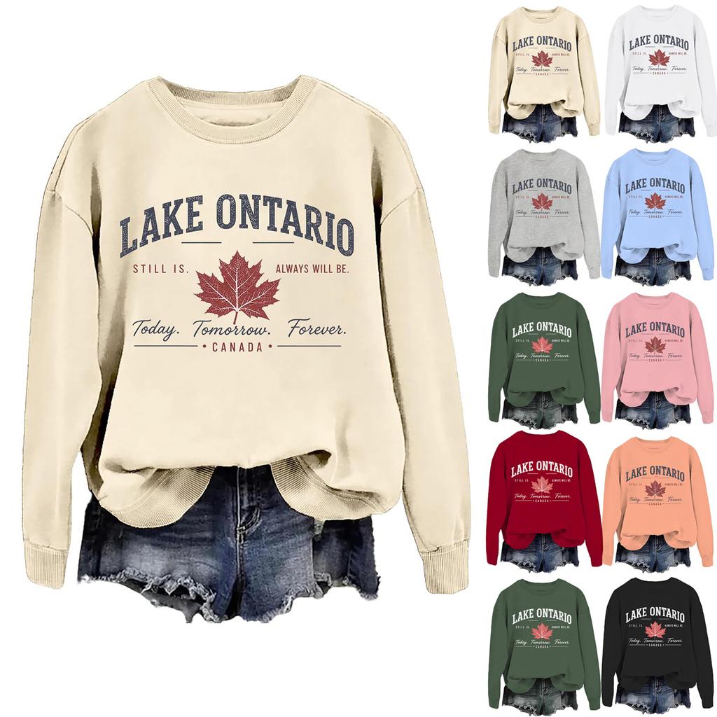 Men's and Women's Matching Fashion Casual Letter-Printed Round-neck Pullover with Long Sleeves