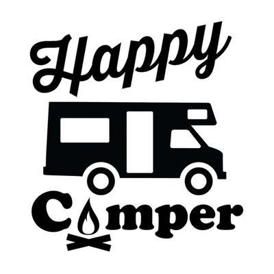 HZX1428 Happy Camper Автодом для путешествий, автомобильная наклейка, виниловые наклейки, водостойкая наклейка на кузов автомобиля, заднее окно