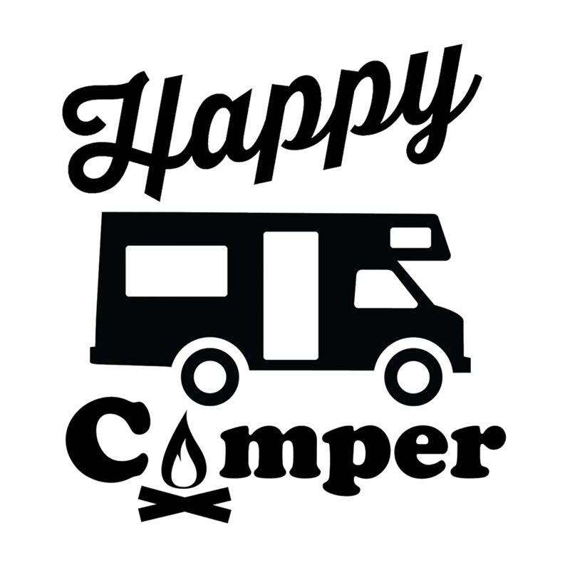 HZX1428 Happy Camper Автодом для путешествий, автомобильная наклейка, виниловые наклейки, водостойкая наклейка на кузов автомобиля, заднее окно