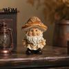 Hand Painted Forest Yard Art Mushroom Cap Gnome Statue, Resin Garden Figurine, Retro Decorative Lawn Dwarf for Cute Sculpture Patio Indoor Table