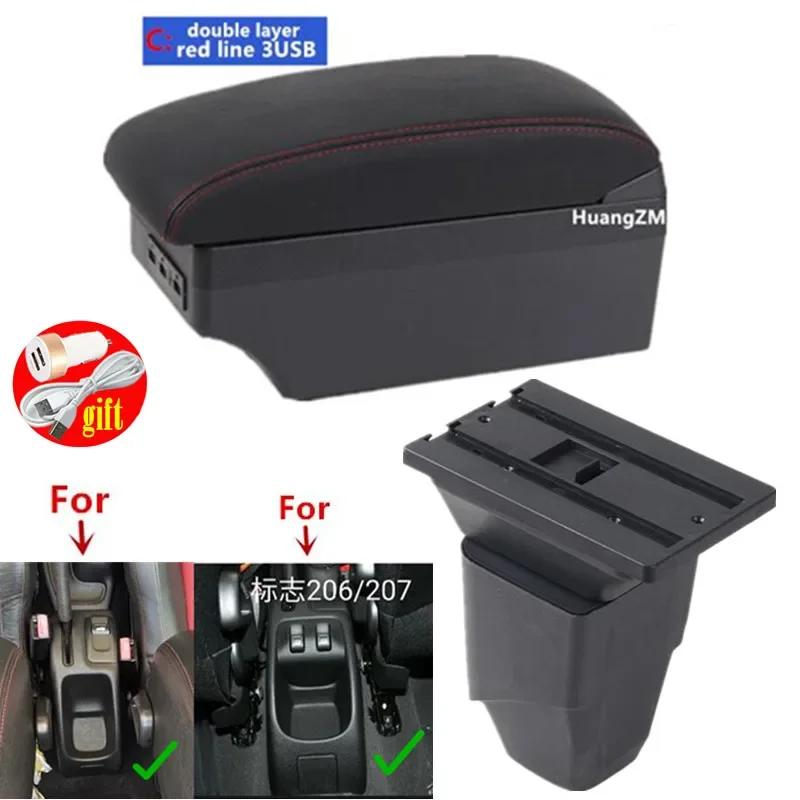 For Peugeot 206 Armrest box For Peugeot 206 207 CC Cabrio Armrest Box Central storage Box Retrofit Interior Car Accessories