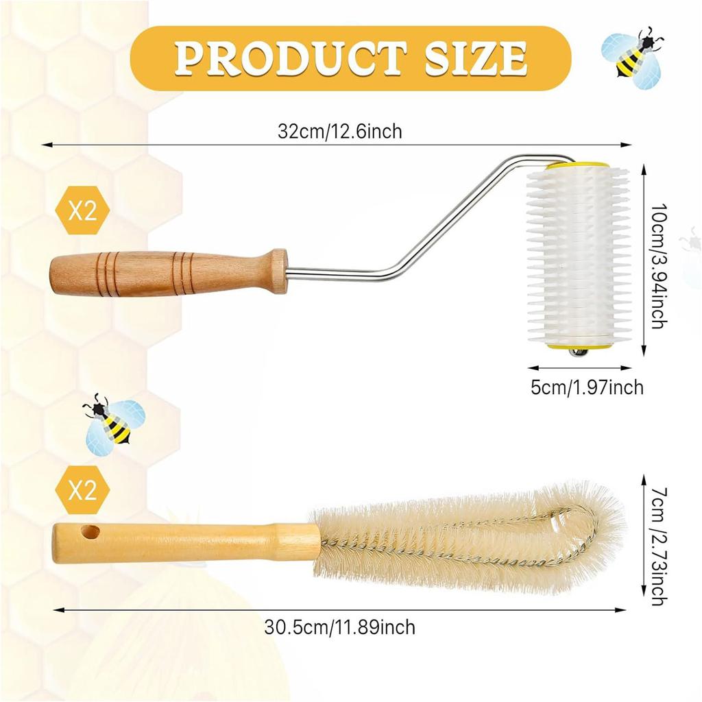 4 шт. игольчатый роликовый инструмент для распечатывания медогонок с деревянной ручкой для пчеловода, очиститель ульев для медогонок