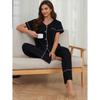 Women's Pajamas Spring and Summer Short-sleeved Cardigan Trousers Suit Homewear