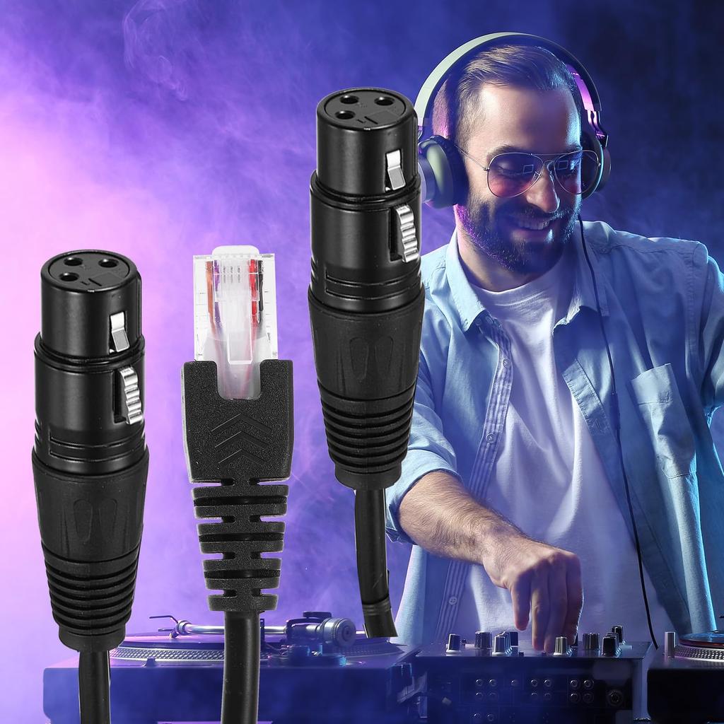 uxcell XLR to RJ45 DMX512 microphone Canon microphone for stage and studio (female) (male) adapter, 50cm, 2-pack, 3-pin cable, cable, cord, use.