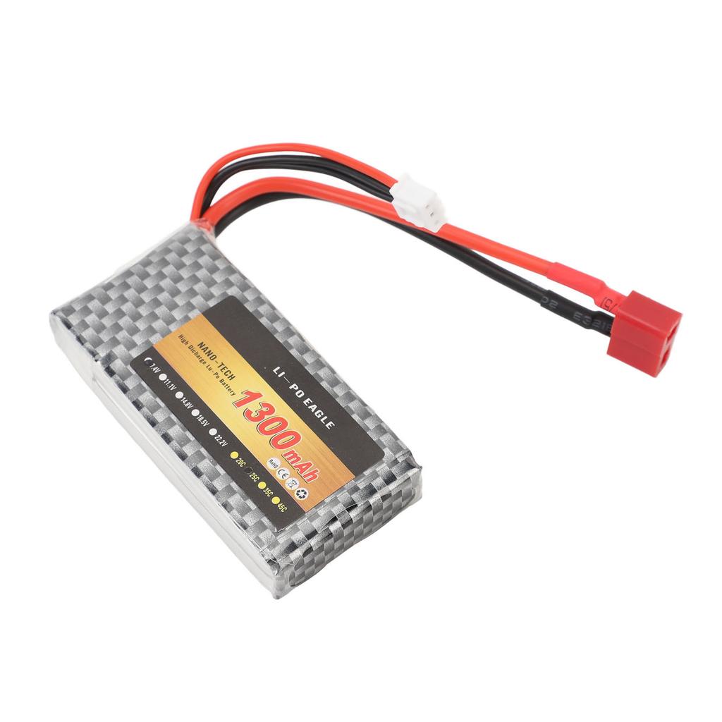 7.4V 1300mAh 2S 25C Литиевая батарея Аккумулятор для радиоуправляемого грузовика/автомобиля Замена с разъемом T Для