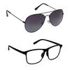 Dervin Aviator and Rectangular Men's and Women's Sunglasses Combo (Black, Clear) - Pack of 2