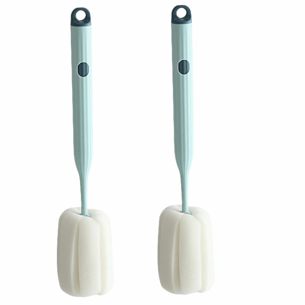 2pcs Sponge Head Long Handle Scrub Brush Long Handle Design Cup Washing Brush Stain Removal