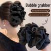 Black Feather Bow Bubble Cloud Hair Clip for Women - Large Back-of-Head Shark Clip