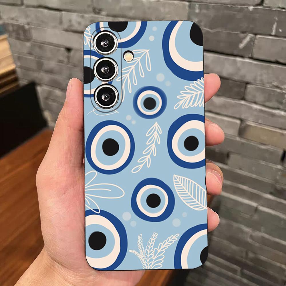 Vintage Evil Eyes Blue Phone Case For Samsung S25 Edge S24 S23 S22 S21 S20 Ultra Plus Fe Galaxy A54 A53 A34 A25 A16 Silicon Cove