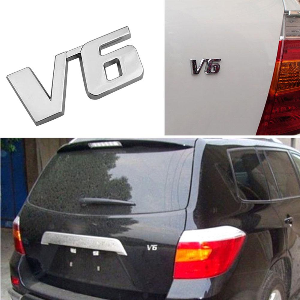 3D Chrome Metal V6 Авто Наклейка на заднюю дверь автомобиля Крышка багажника Эмблема Значок Наклейка