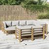 VidaXL Garden Lounge Set 10 Pcs with Light Grey Cushions Bamboo, Lounge Set, Outdoor Lounge Set 3155096