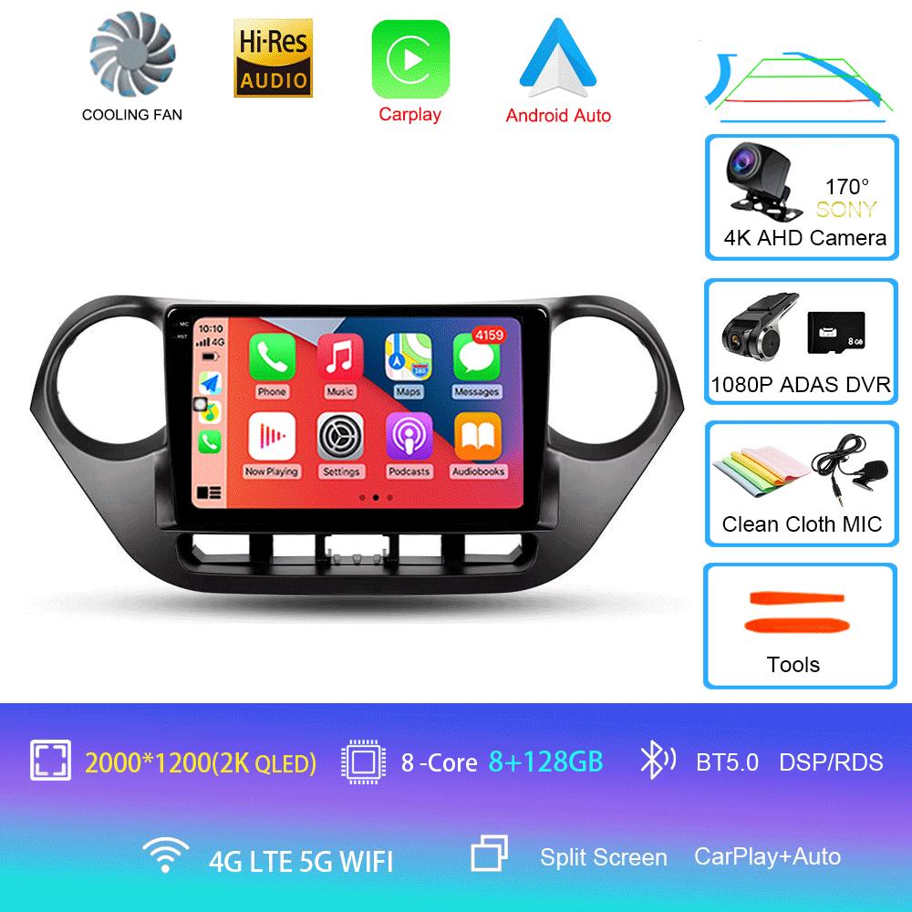 Автомобильный радиоприемник Android 14 Carplay Auto Multimedia Player для Hyundai I10 2013 - 2018 Навигация Авторадио GPS Стерео 2din Головное устройство