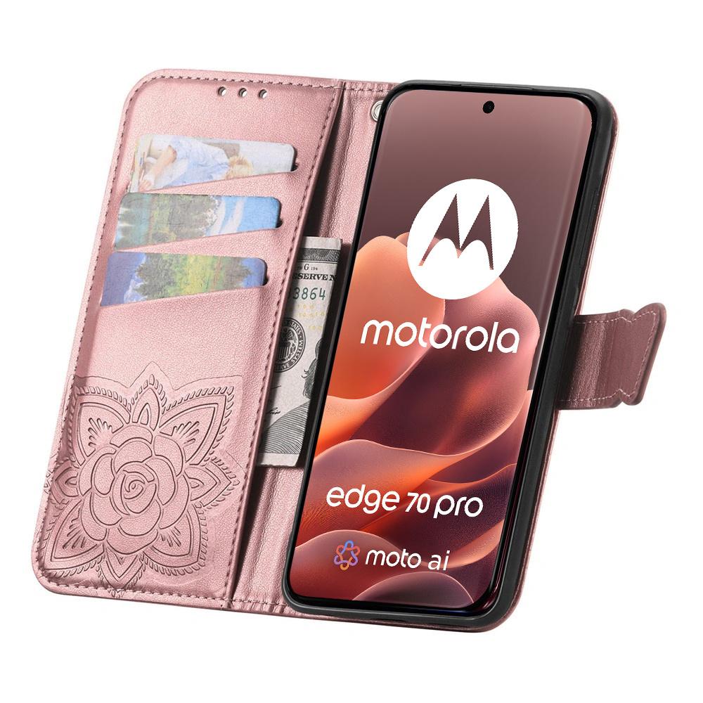 Flip Case for Motorola Edge 70 Pro, Butterfly, Pink