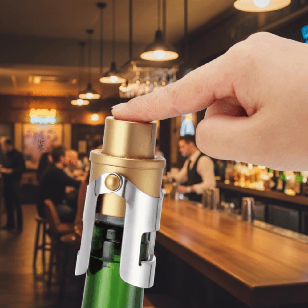 2pcs Built-in Pressure Pump Vacuum Champagne Stopper with Time Stamp Dual-ear Design Champagne Sealer Preservation Reusable