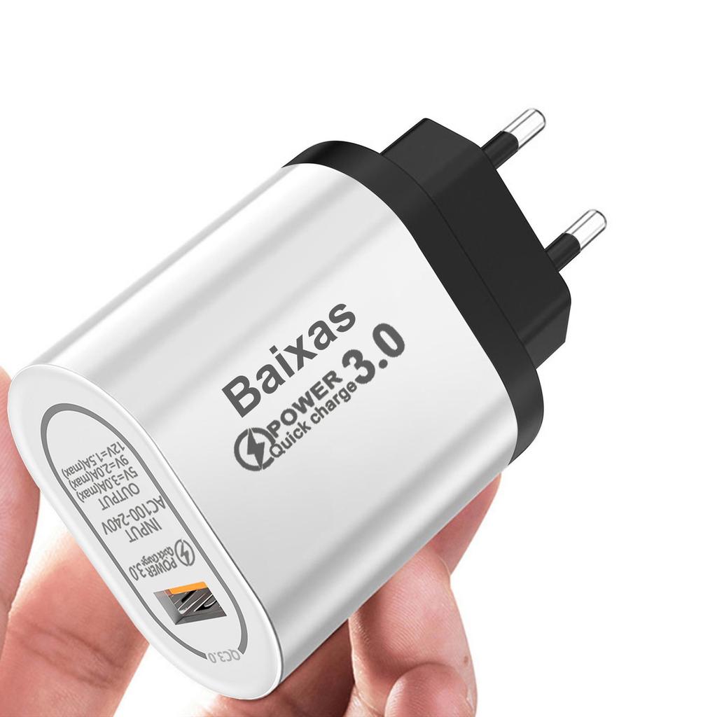 Универсальное быстрое зарядное устройство QC3.0 - Великобритания/ЕС/США, Один порт, Адаптер для путешествий