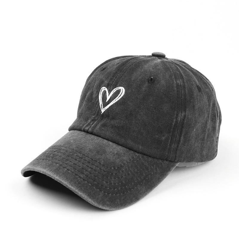 Peach Heart Embroidered Vintage Spring Summer Baseball Hat Women's Thin Style Couple Soft Top Duck Tongue Hat Men