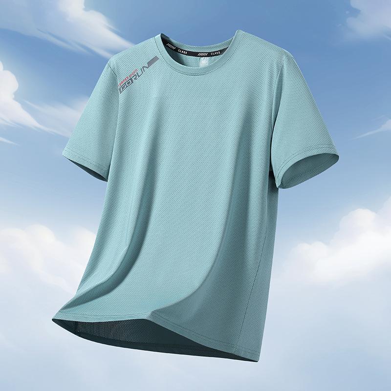 Футболка с короткими рукавами Ice Silk 12XL Summer с функцией увеличения жира и воздухопроницаемостью для мужчин, с большой скоростью бега и сушкой