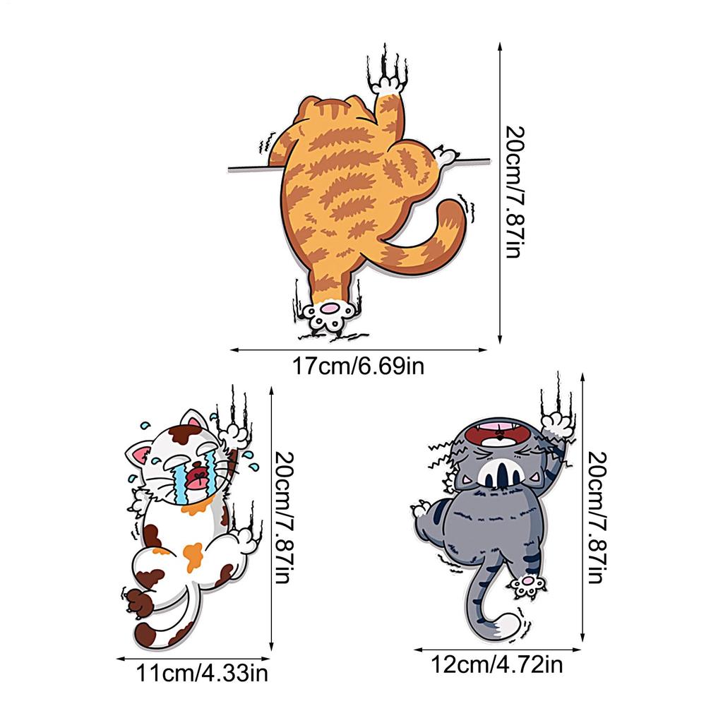 Автомобильная наклейка с котом, автомобильная наклейка с котом - Наклейки с царапинами лазающего кота - 3 шт.