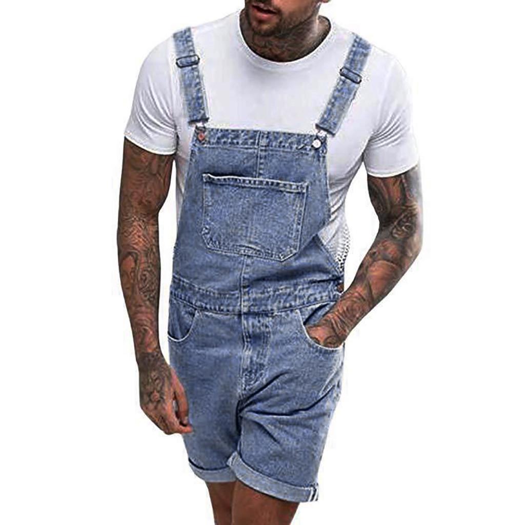 Мужские джинсы с карманами и комбинезоном, уличная одежда, брюки на подтяжках