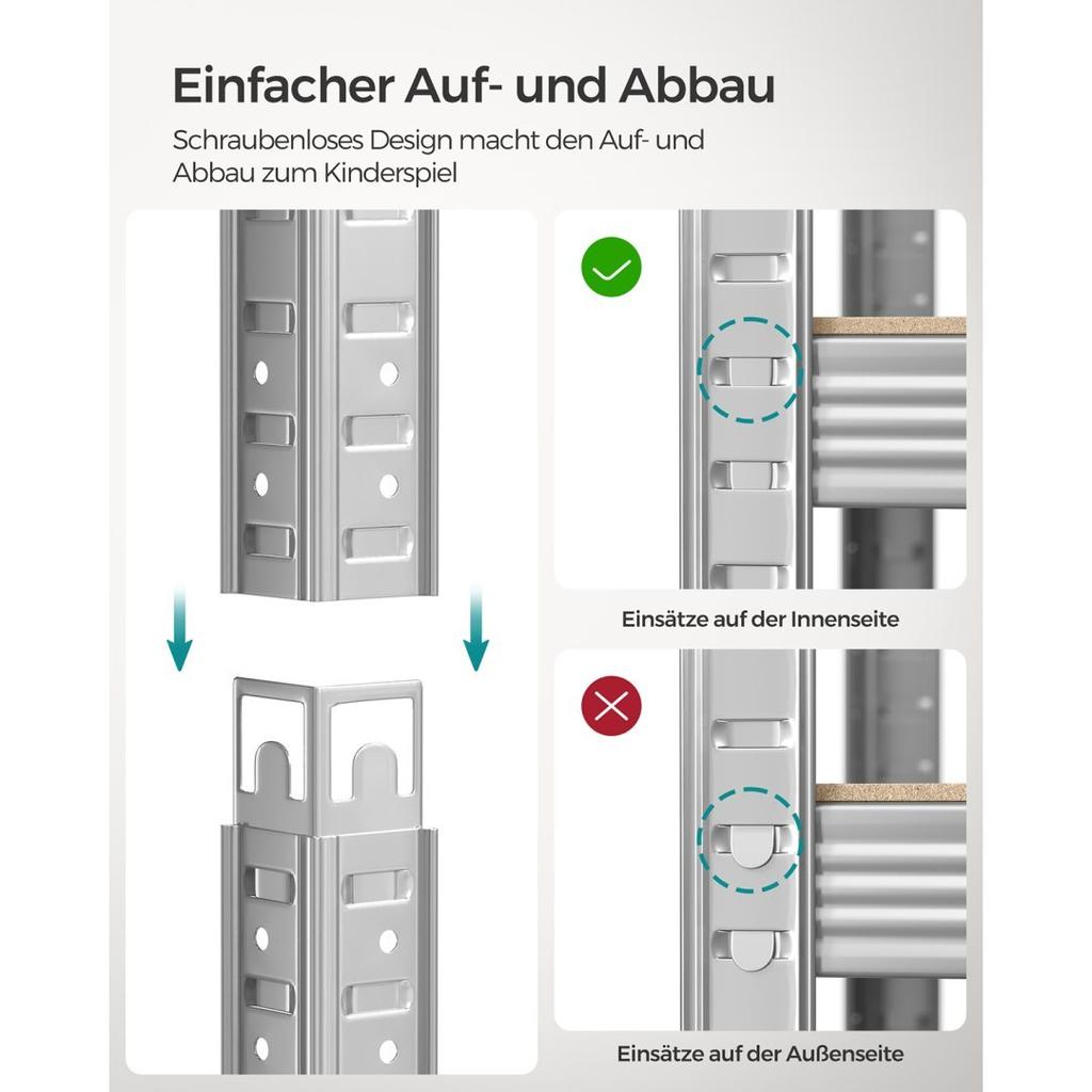 5-уровневый стеллаж, комплект из 2 стальных полок для хранения