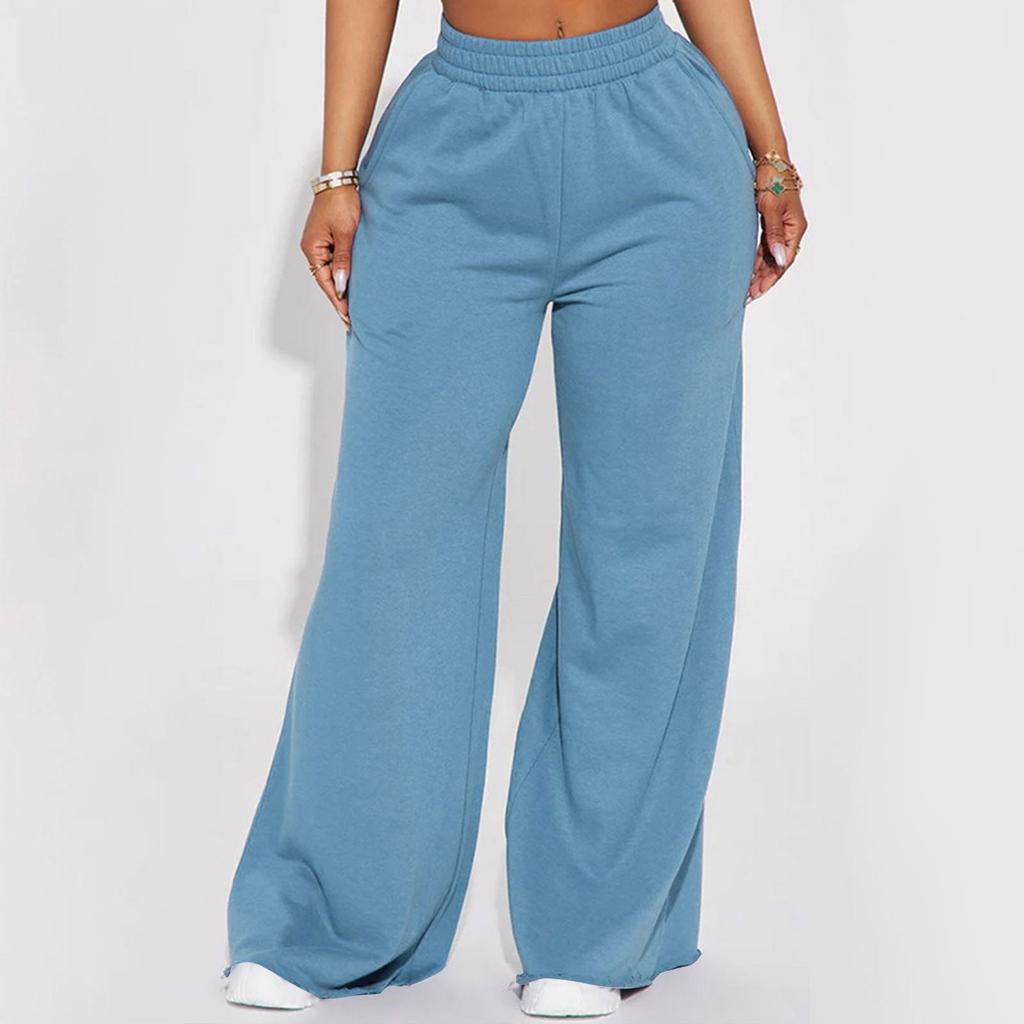 Women's Fashion Casual Sports Yoga Elastic High Waist Wide Leg Loose Pants