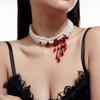 Multilayer Halloween Choker Imitation Crystal Beads Necklace Fashion Blood Drop Necklace  Party