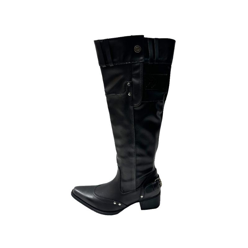 Мода Новые Популярные Туфли для Женщин Сапоги до Колена Красные Черные Белые Высокие Сапоги Женские Плиссированные На Низком Каблуке Повседневные Кожаные Женские Длинные Туфли