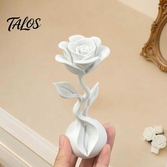 Украшения из искусственных цветов 3D-печатные искусственные украшения, матовая белая фигурка розы с реалистичными раскрытыми лепестками, цветы в скандинавском стиле, минималистичные