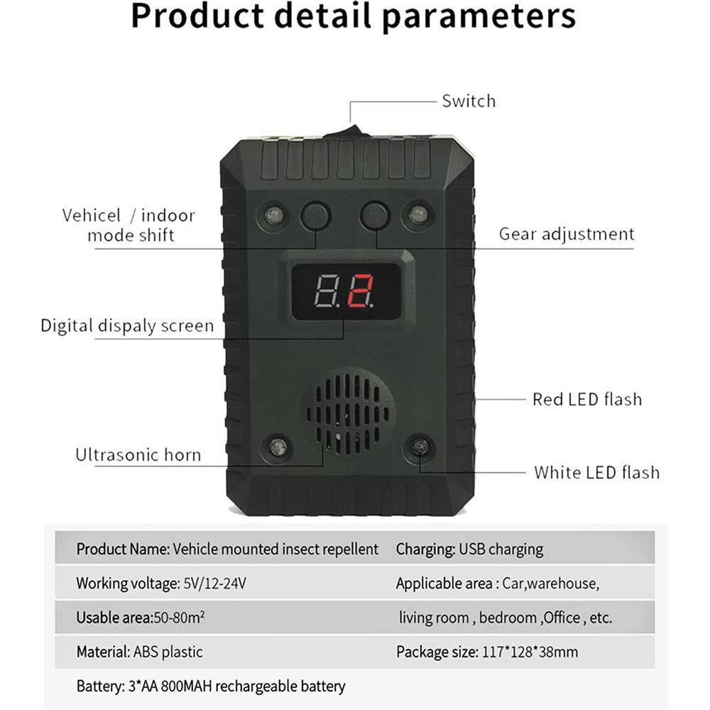 Автомобильный ультразвуковой отпугиватель мышей с ультразвуком и светодиодными стробоскопами