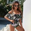 European and American Large-size Printed Swimwear Women's Sexy Backless One-piece Swimsuit