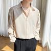Autumn Men's Long Sleeve Shirts Fashion Korean Baggy No-iron Business Casual Elasticity Lapel Collar Shirt