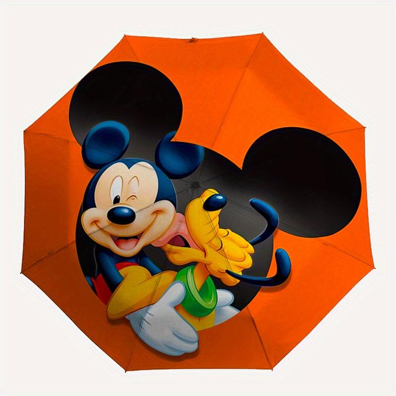 Mickey Mouse Pluto Automatic Umbrella - Tri-fold Portable Umbrella, Best Holiday Gift for Men and Women, Durable Iron Frame, Playful Design,