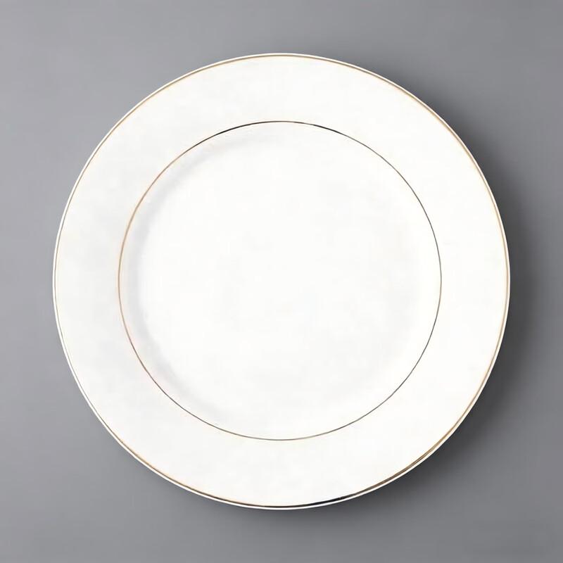 Abay Double Gold Line Bone China Flat Plates Set