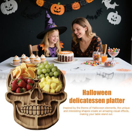 Halloween Charcuterie Board Wooden Serving Tray with Spooky Theme Cheese Appetizer Platter for Parties Unique Gift for Food Lovers
