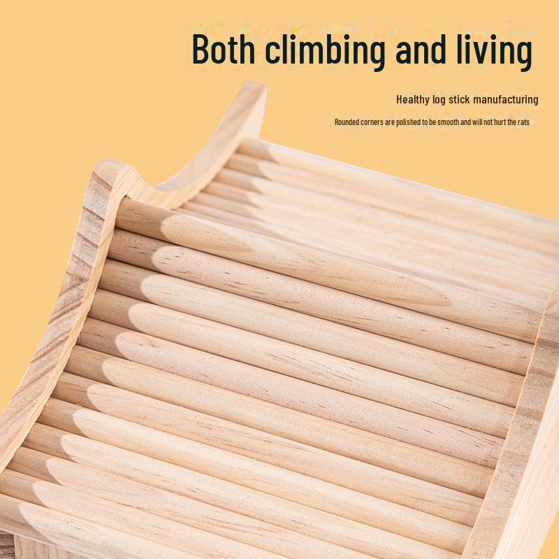 Деревянный набор мебели для хомяка: Домик, ледяная кровать, лестница из цельного дерева, гнездо золотого медведя, игрушка, полный набор принадлежностей для ландшафтного дизайна