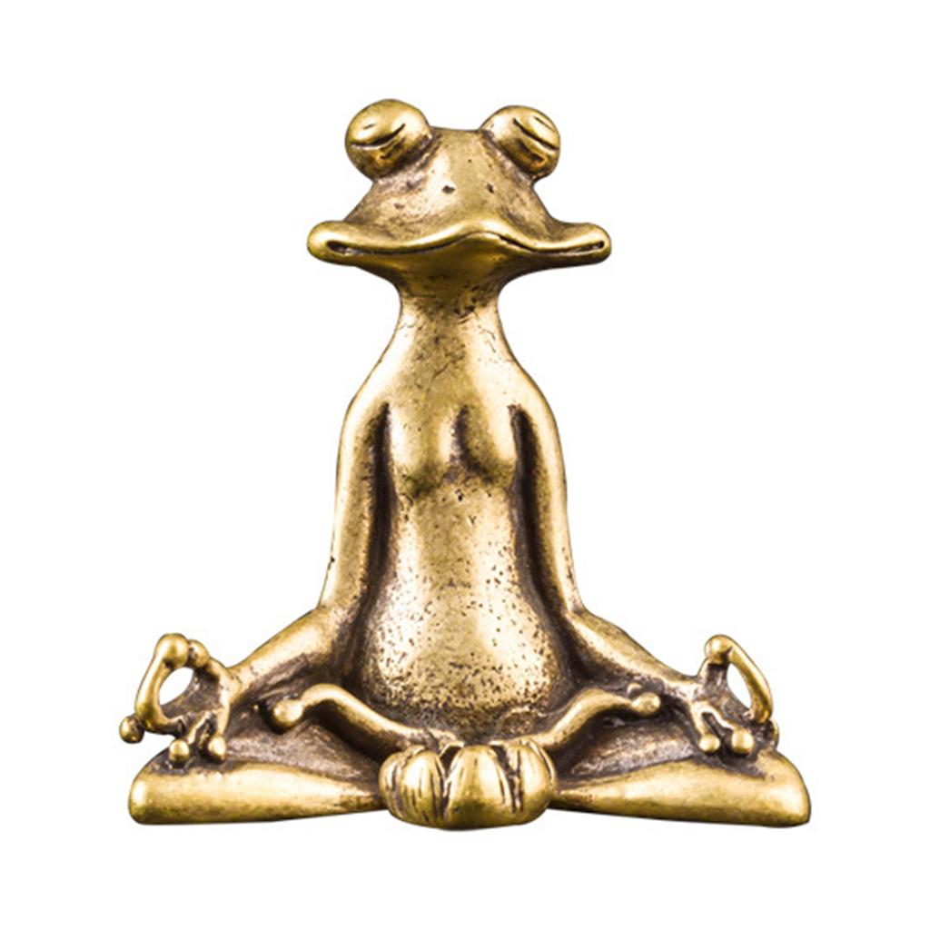Zen Frog Sculpture Statue Sitting Brass Vintage Holder Incense Ornament Desk KTY