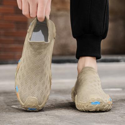 Мужские повседневные спортивные кроссовки-слипоны Flyknit, дышащие, легкие, для ленивой ходьбы, летние, комфортные, на каждый день, размеры 39-44