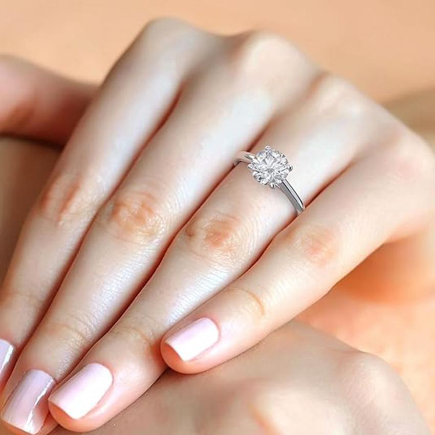 Обручальные кольца с бриллиантами белого цвета 0,5-2,0 карата DE цвета VVS1-VS1 Clarity IGI Lab, белое золото 18 карат, обручальное кольцо с 4 когтями-пасьянсами для женщин